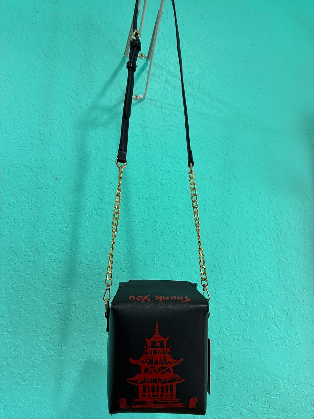 Take Out box purse Black Crossbody Bag Red Pagoda novelty New
